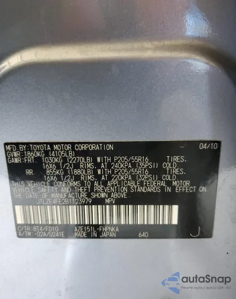 2011 Toyota Scion Xb from USA, damaged, VIN JTLZE4FE2B1123979